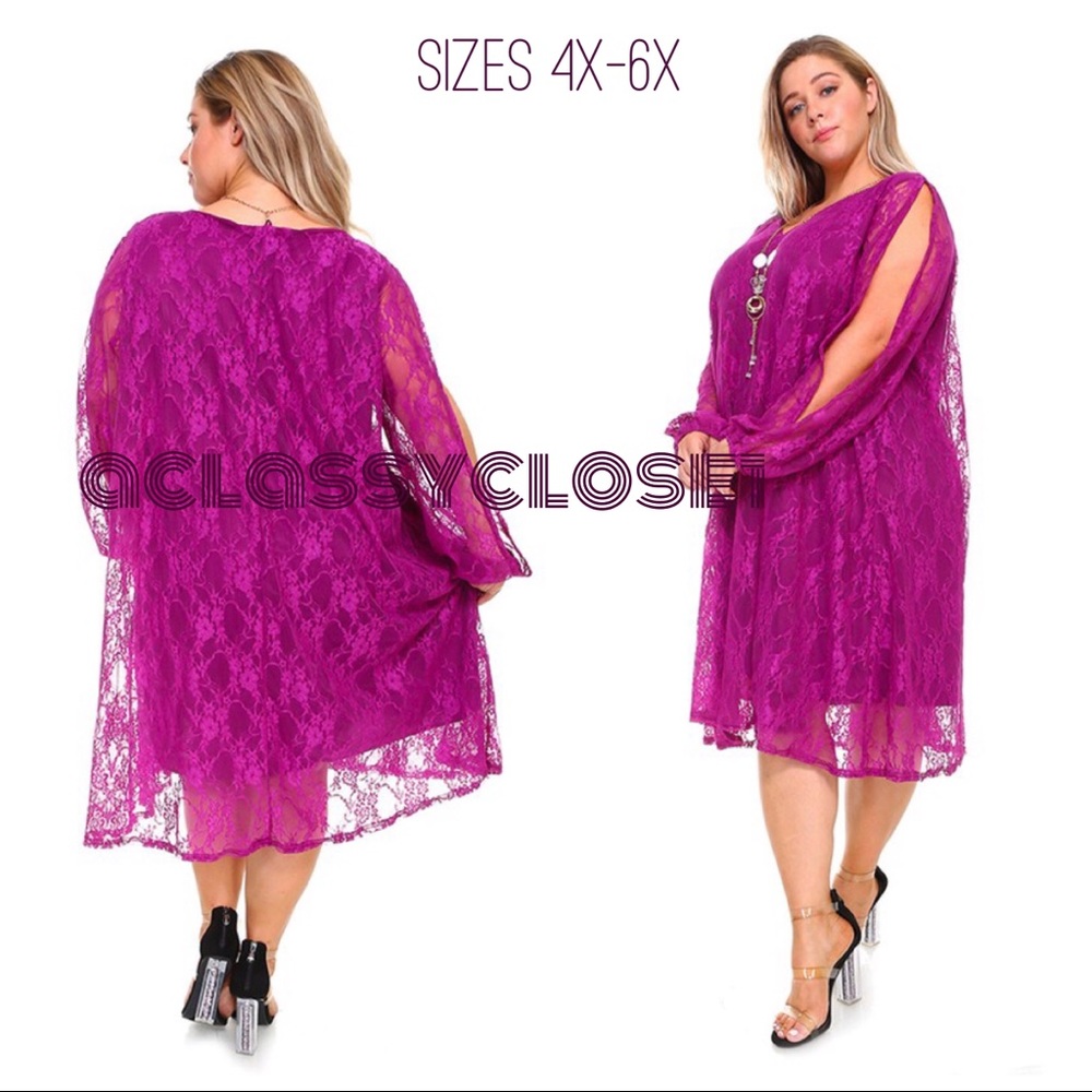 ONLY 4X & 5X LEFT! Elegant Lace Open-Sleeve Dress
